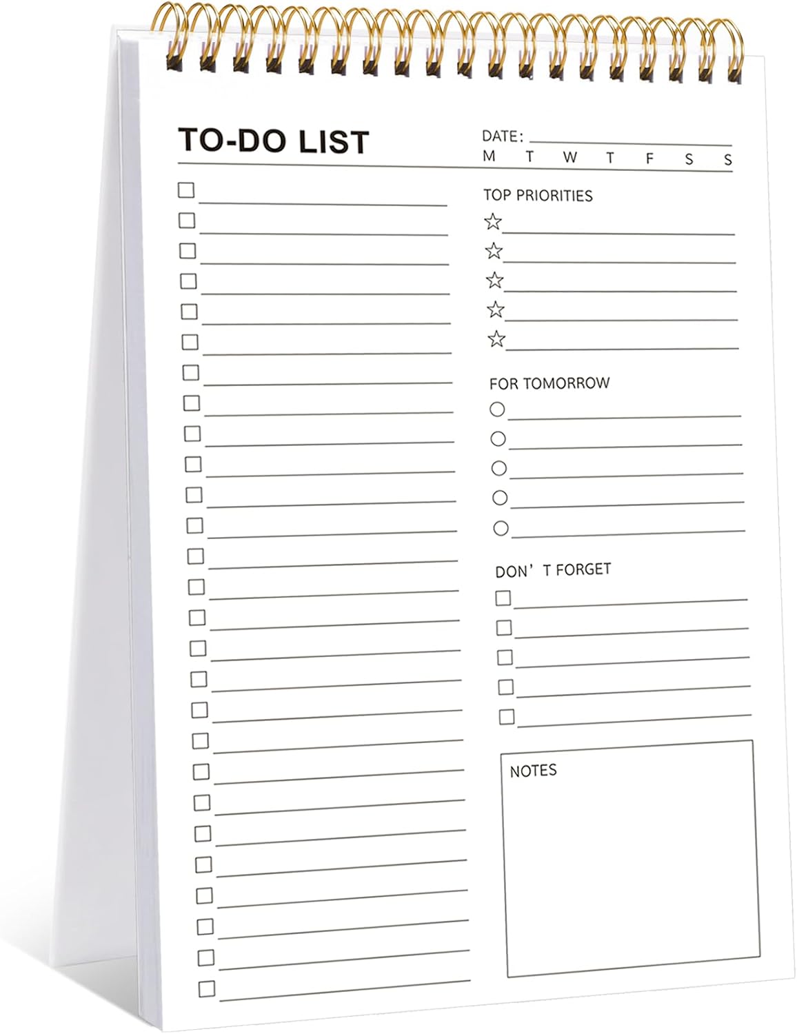 to Do List Notepad, Undated Daily Planner, 120 Pages, 6.7 x 9.8 in | 100 GSM FSC Paper, Plastic Cover, Spiral Bound, Tear-Off Pages, Task Checklist Layout For Home Office School Supplies