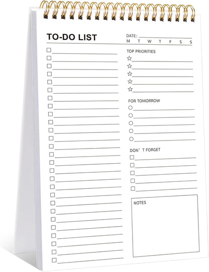to Do List Notepad, Undated Daily Planner, 120 Pages, 6.7 x 9.8 in | 100 GSM FSC Paper, Plastic Cover, Spiral Bound, Tear-Off Pages, Task Checklist Layout For Home Office School Supplies
