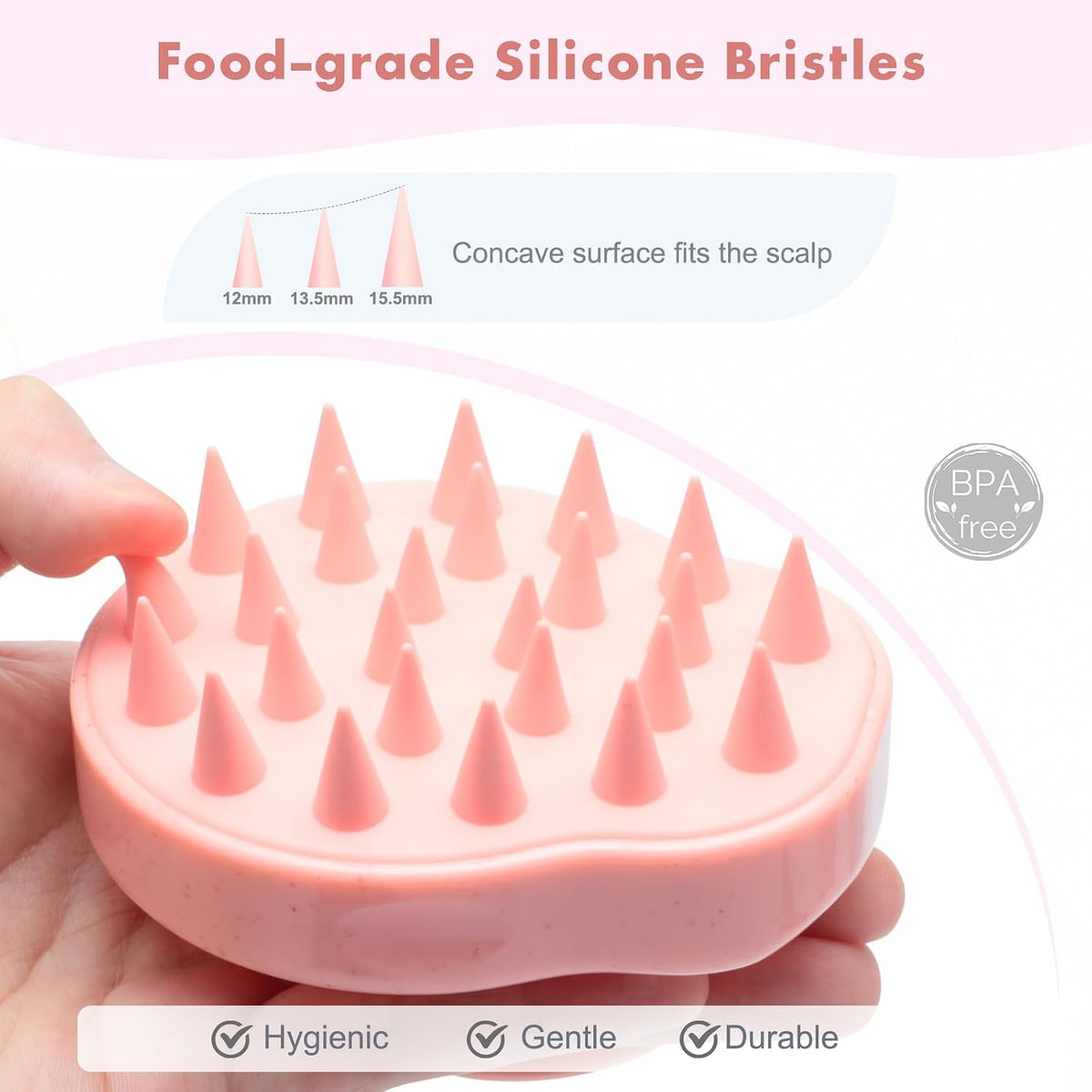 FREATECH Scalp Scrubber Scalp Massager Hair Growth, Shower Shampoo Brush with Silicone Bristles for Dandruff Removal and Hair Care, Wet & Dry Hair Massager Scalp Exfoliator for Men Women Kids，Black