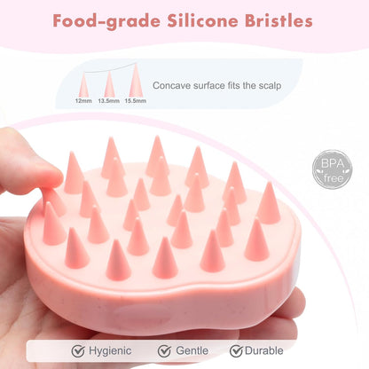 FREATECH Scalp Scrubber Scalp Massager Hair Growth, Shower Shampoo Brush with Silicone Bristles for Dandruff Removal and Hair Care, Wet & Dry Hair Massager Scalp Exfoliator for Men Women Kids，Black