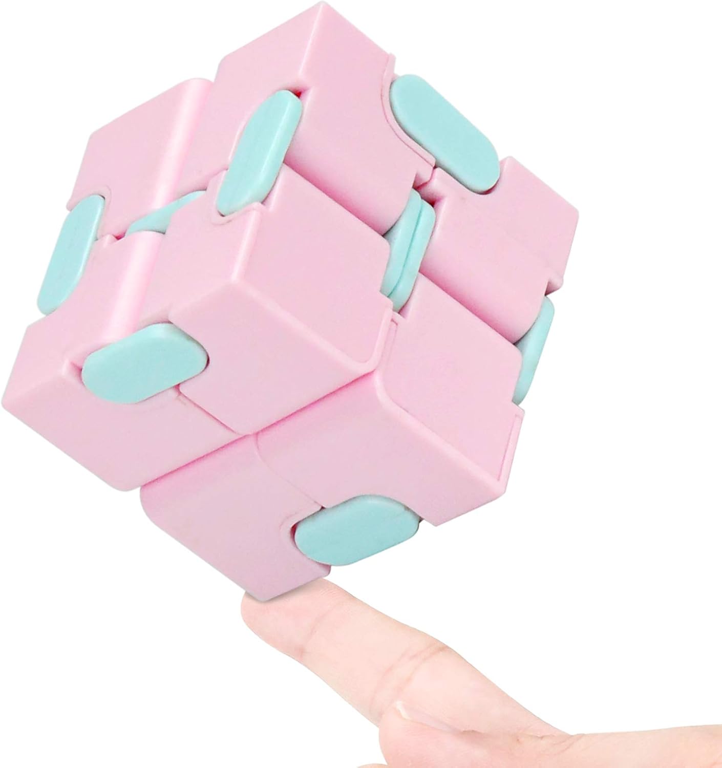 Infinity Cube Fidget Toy Stress Relieving Fidgeting Game for Kids and Adults,Cute Mini Unique Gadget for Anxiety Relief and Kill Time (Macaron Blue)