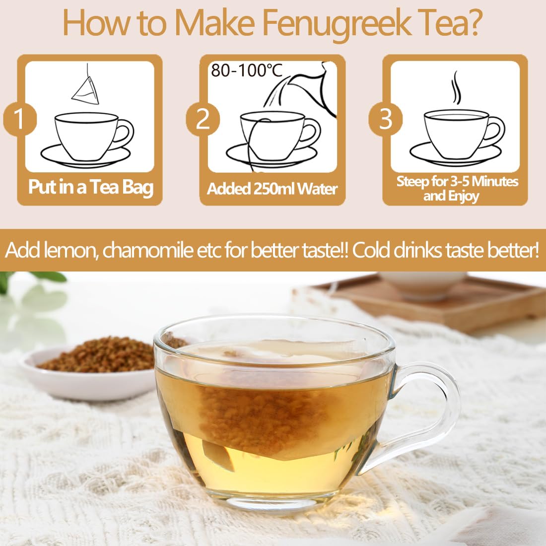 135 Premium Chamomile Tea Bags, Made with 100% Pure Natural Chamomile Flower, Caffeine Free & Non-GMO.