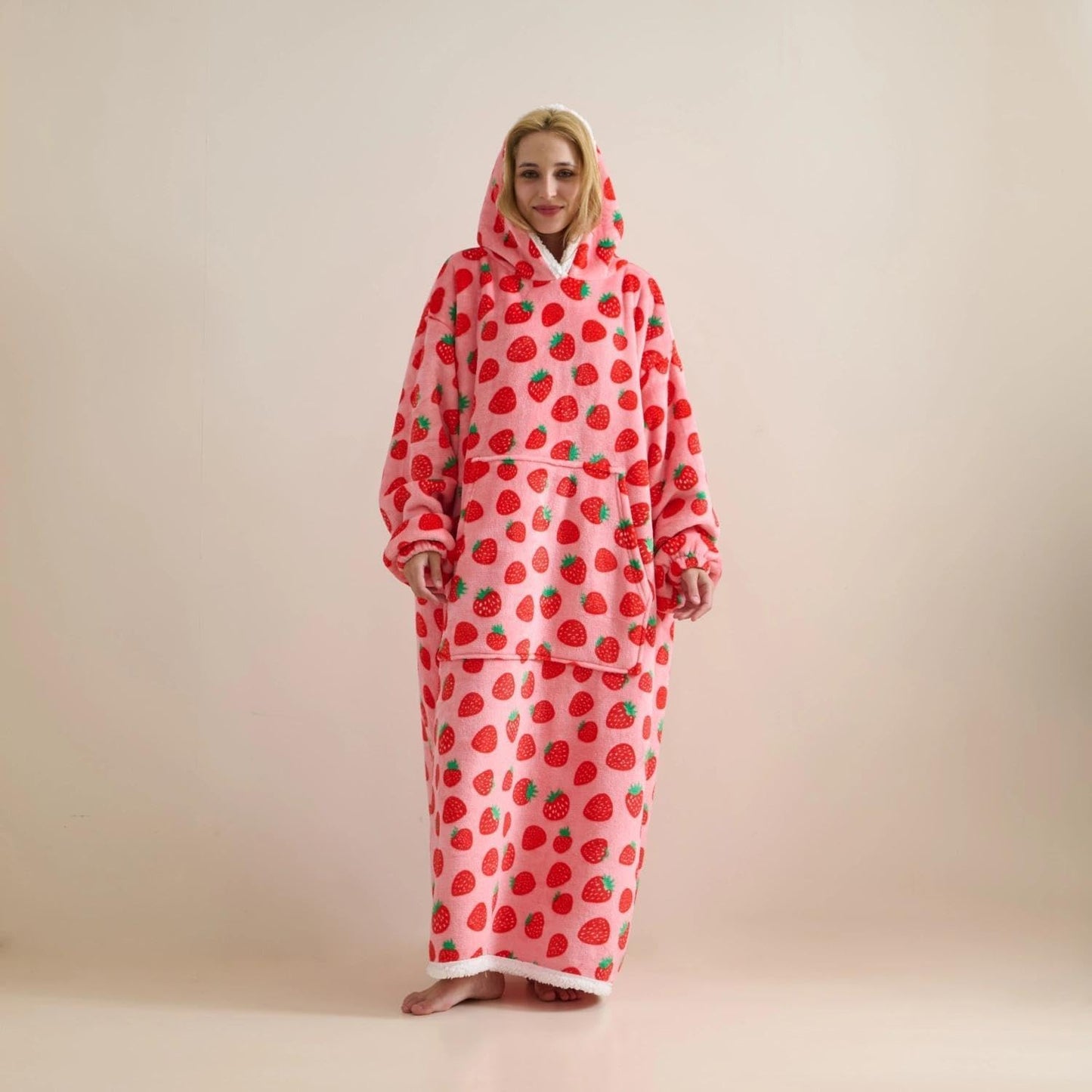 Wearable Blanket Sweatshirt Gifts for Women and Men, Warm and Cozy Giant Blanket Hoodie, Thick Flannel Blankets with Sleeves and Giant Pocket - Light Grey