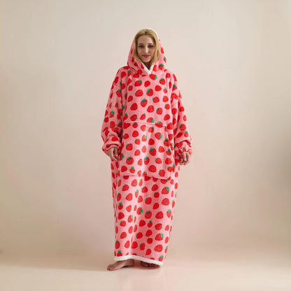 Wearable Blanket Sweatshirt Gifts for Women and Men, Warm and Cozy Giant Blanket Hoodie, Thick Flannel Blankets with Sleeves and Giant Pocket - Light Grey