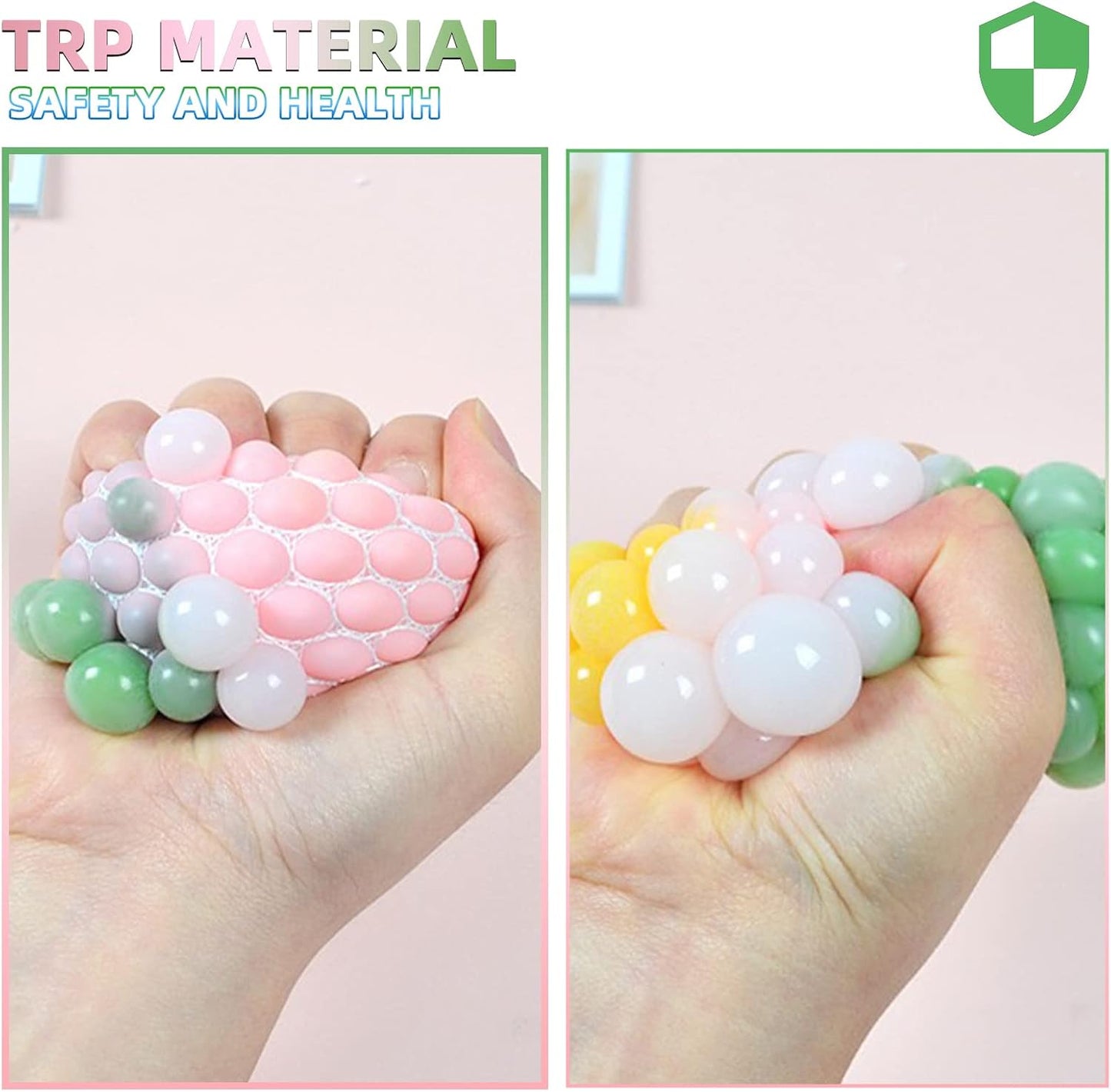 MEIEST 4 PCS Colorful Mesh Grape Stress Balls - Squeeze Color Change Fidget Toys for Stress Relief and Hand Exercise