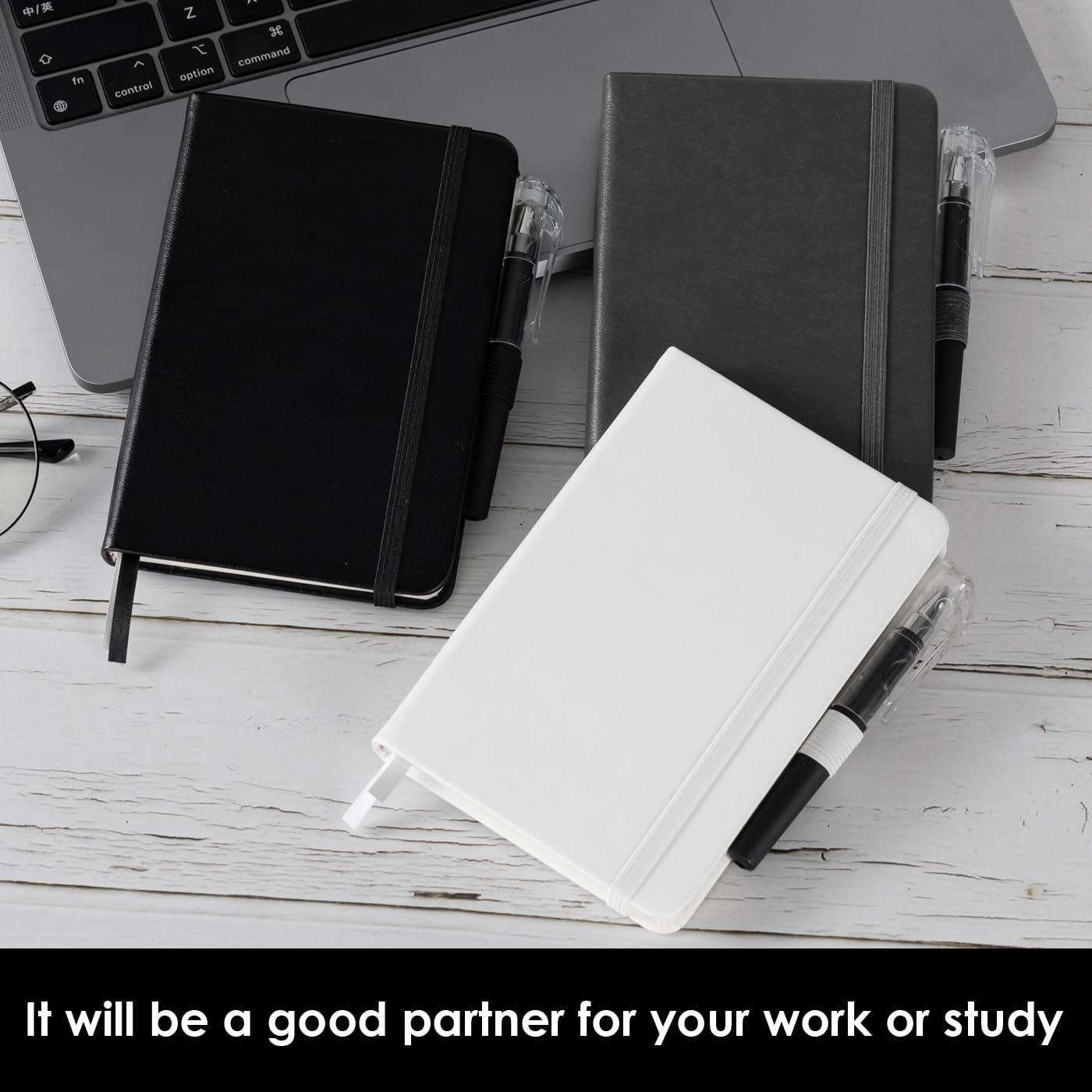 NIRMIRO (3 Pack) Pocket Notebook Small Journal with Pen, 3.7" x 5.7", A6 Mini Notebook for Women Men Work Writing, Hardcover Small Pocket Notepad with 100Gsm Premium Thick Lined Paper, Black Leather