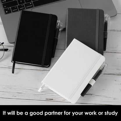 NIRMIRO (3 Pack) Pocket Notebook Small Journal with Pen, 3.7" x 5.7", A6 Mini Notebook for Women Men Work Writing, Hardcover Small Pocket Notepad with 100Gsm Premium Thick Lined Paper, Black Leather