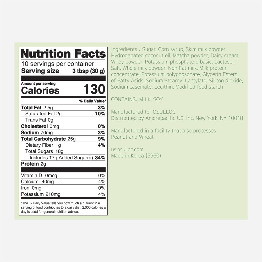 OSULLOC Jeju Matcha Milk Tea Powder Stick Packets, 10 Count
