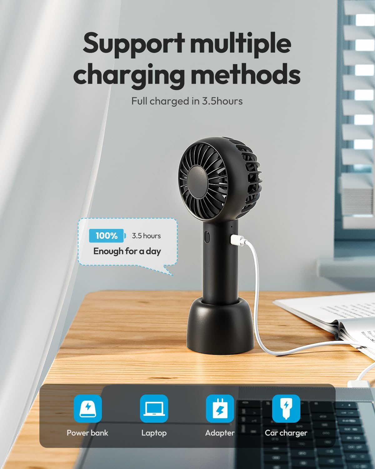 Gaiatop Mini Portable Fan, Small Personal Handheld Fan,Rechargeable
