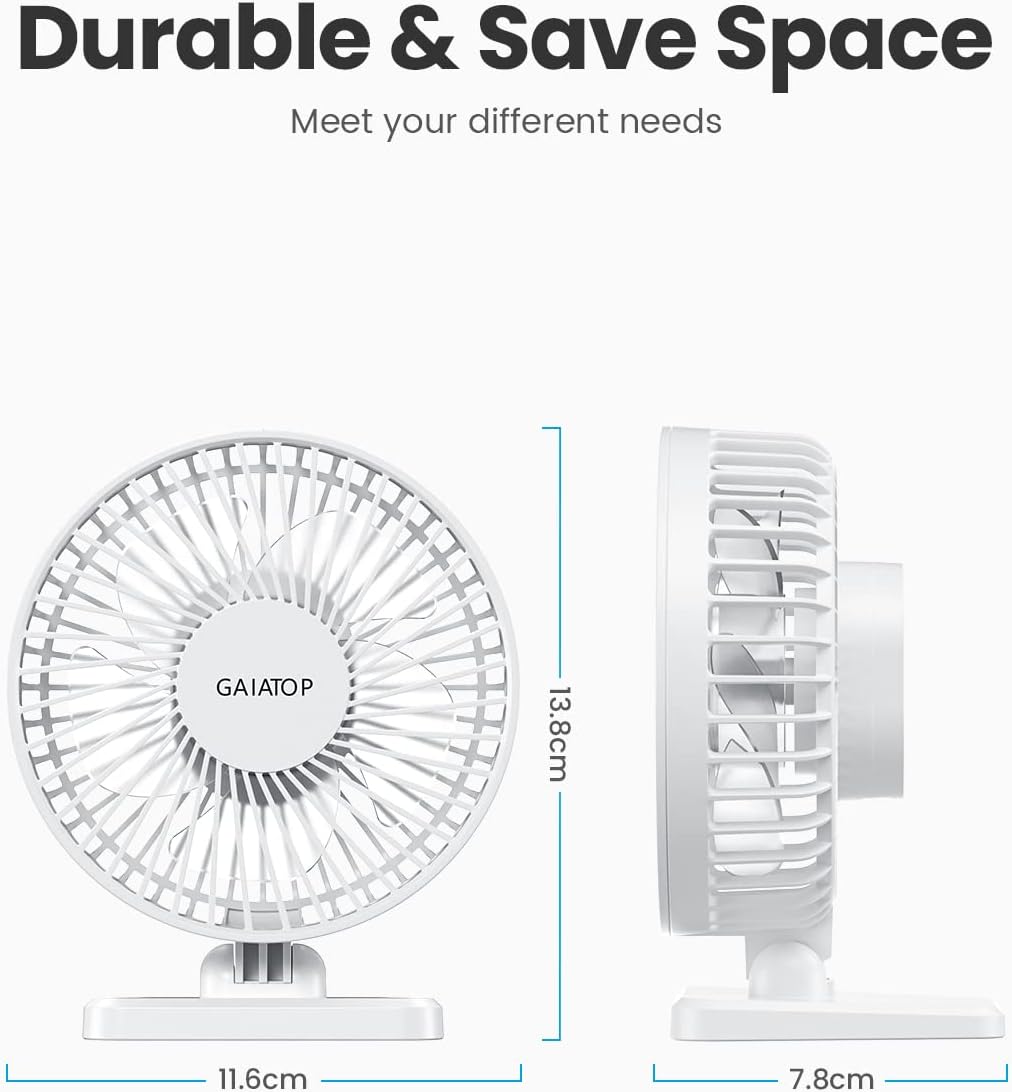 Gaiatop USB Desk Fan, Small But Powerful, Personal Portable Quiet 3 Speeds, Adjustable Mini Table Desktop fan for Cooling Home Office Car Summer Travel Gifts Blue