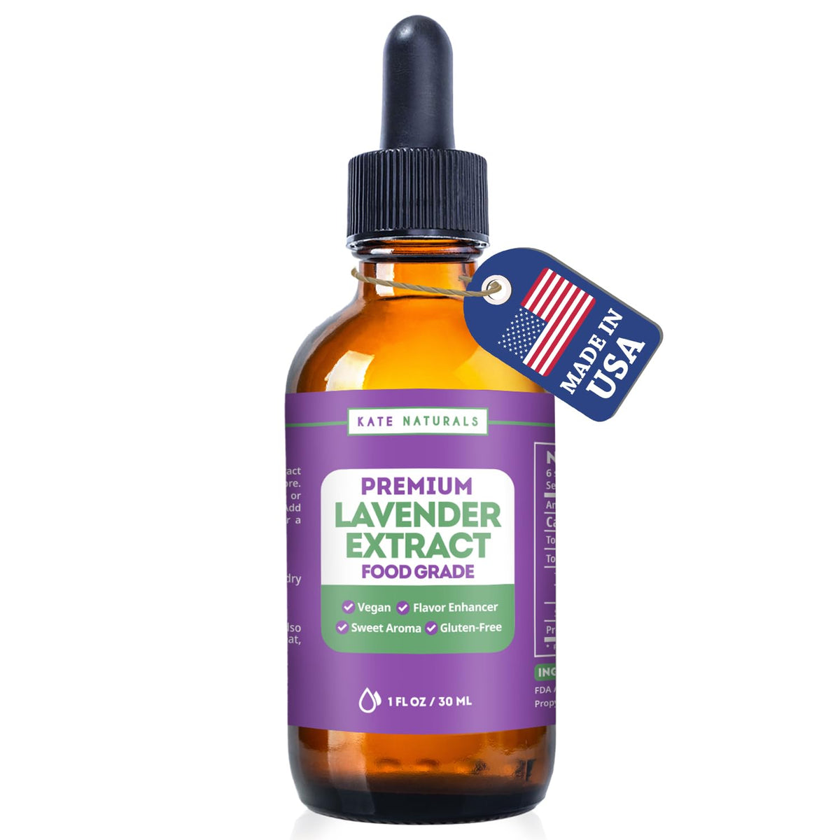 Kate Naturals Lavender Extract for Baking, Drinks, Coffee, Lattes (1oz)