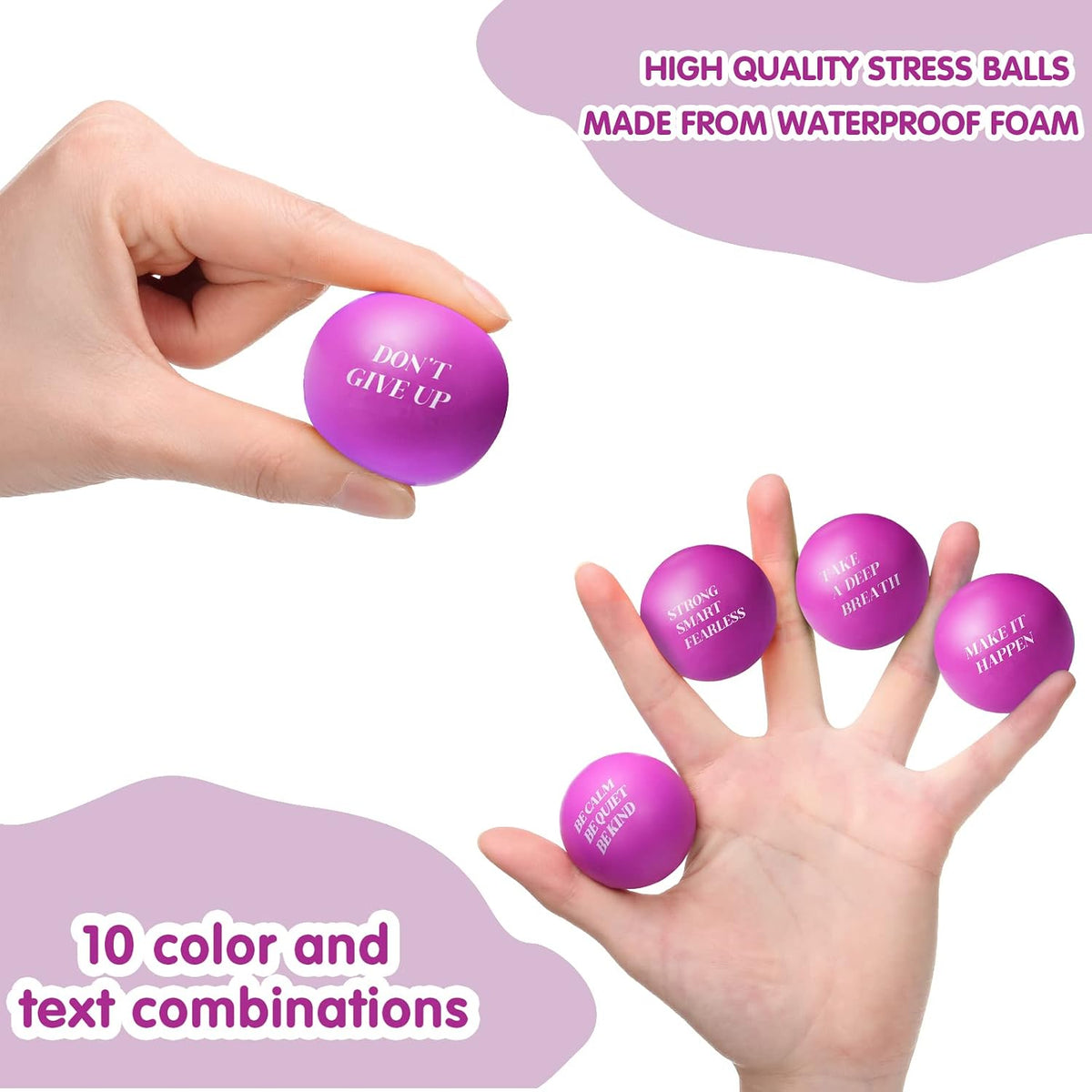 Civaner 60 Pieces Mini Motivational Balls Bulk for Adults, Purple