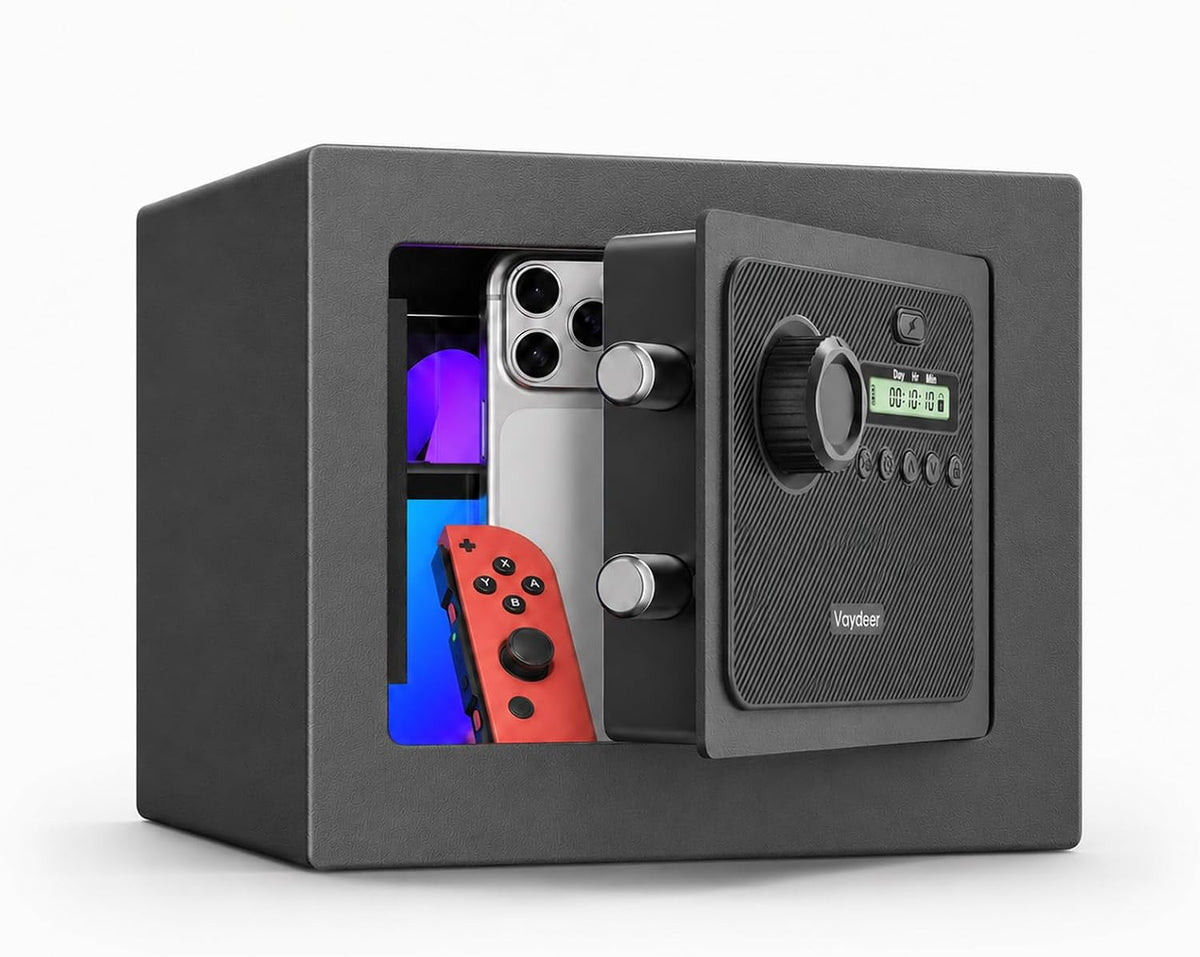 Vaydeer Metal Timed Lock Box, 99-Day Timer, Large Capacity
