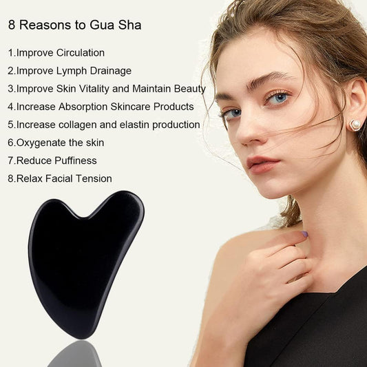 Gua Sha, Jade Stone Gua Sha Massage Tool, Guasha Tool for Face and Body Skin Massage. Gua Sha Set for Toxins Prevents Wrinkles for SPA Acupuncture, Therapy Trigger Point Treatment.