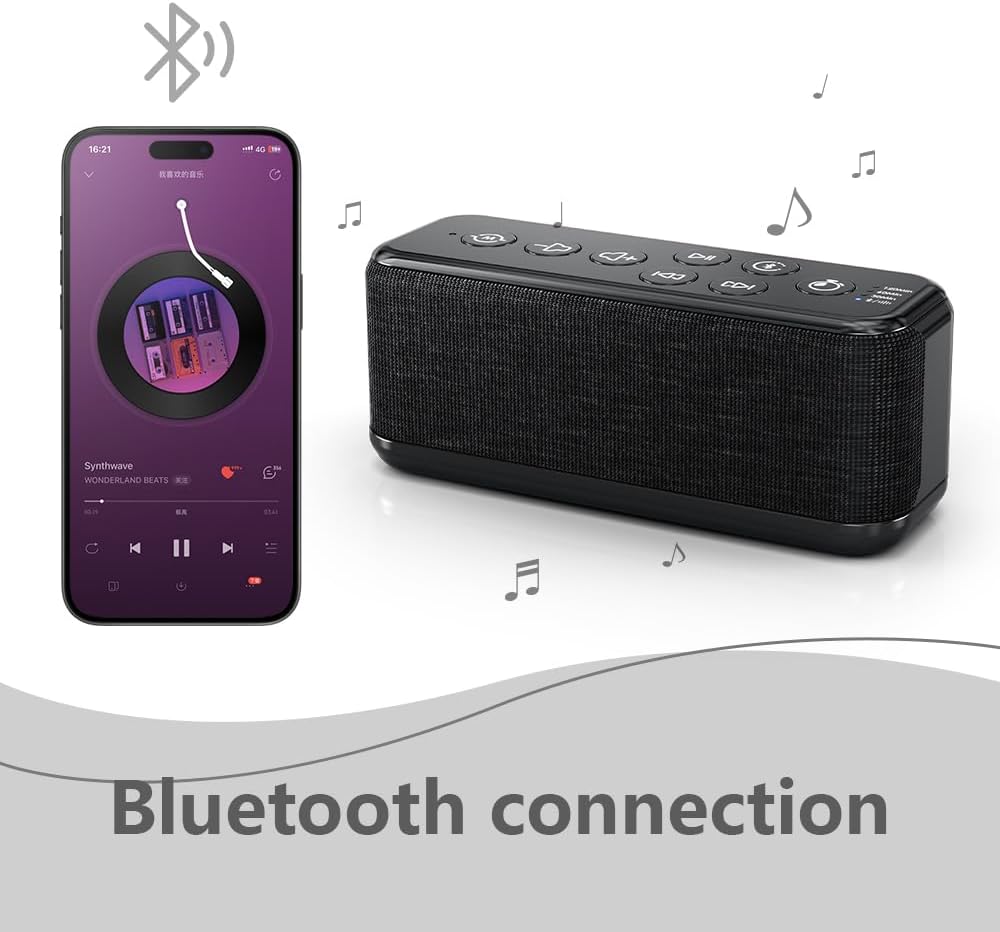 OnLyee White Noise Machine for Office Privacy, USB Rechargeable Sound Machine with 42 Non-Looping Sounds, Auto-Off Timer for Focus, Sleep and Travel