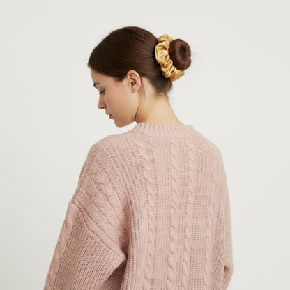 Silmer 22 Momme Silk Pillow Scrunchie Air, Oversized Lightweight Mulberry Silk Hair Tie with High Elasticity, Soft Padded No Crease Ponytail & Sleep Holder (Dusty Rose, 1Pc)