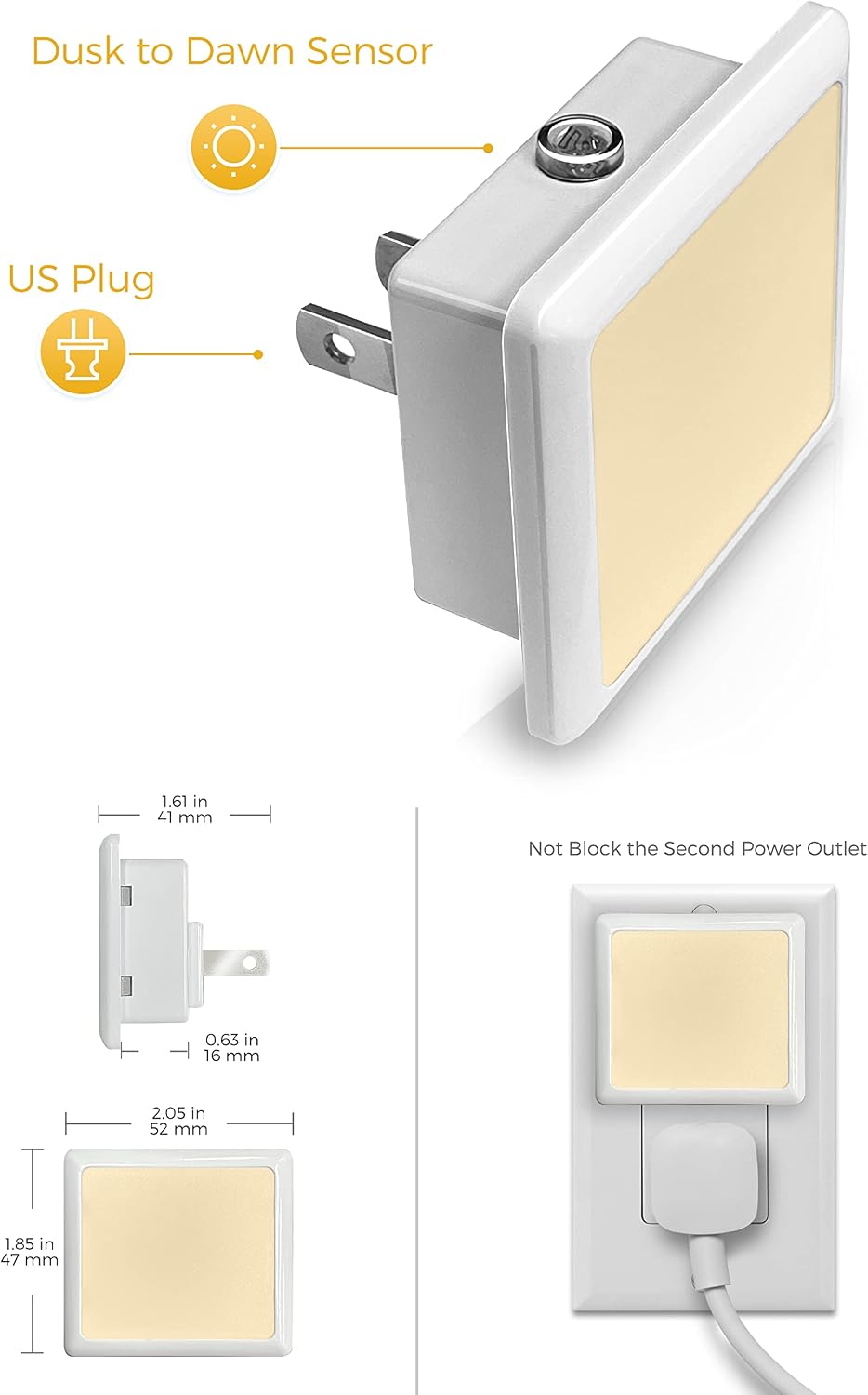 L LOHAS LED Night Lights Plug into Wall,[6-Pack] Plug in Night Light,Dusk to Dawn Sensor, 1800K Amber Light,0.3W Bright Nightlight Auto-On/Off for Adults Bedroom Bathroom Hallway Halloween