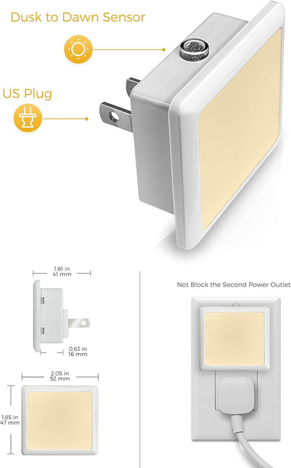 L LOHAS LED Night Lights Plug into Wall,[6-Pack] Plug in Night Light,Dusk to Dawn Sensor, 1800K Amber Light,0.3W Bright Nightlight Auto-On/Off for Adults Bedroom Bathroom Hallway Halloween