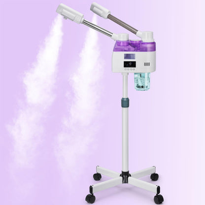 3 in 1 Facial Steamer,Professional Facial Steamer with 5X Magnifying LED Lamp, Esthetician Steamer with Hot & Cold Mist, Face Steamer On Wheels for Salon Spa Beauty Skin Care
