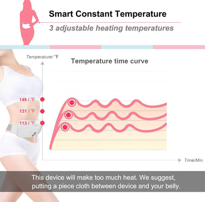 Portable Cordless Heating Pad, Electric Waist Belt Device, Fast Heating Pad with 3 Heat Levels and 3 Massage Modes, Back or Belly Heating Pad, Gift for Her, Women and Girl