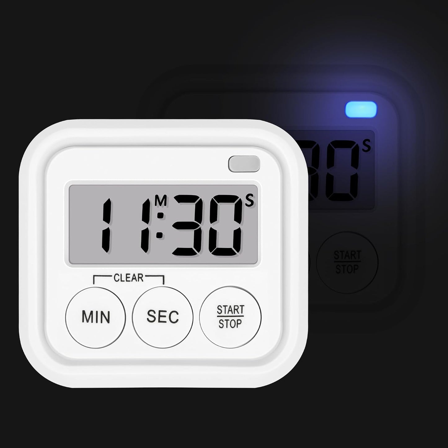 Timer, Kitchen Timers for Cooking Classroom Timer for Kids Teachers Magnetic Digital Timers 2 Pack, Black