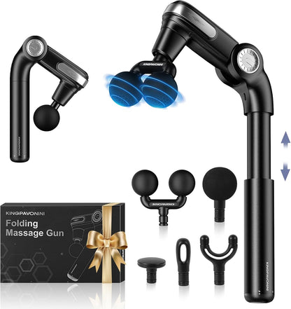 KingPavonini Foldable Massage Gun Deep Tissue, Grey, Model JA-G7