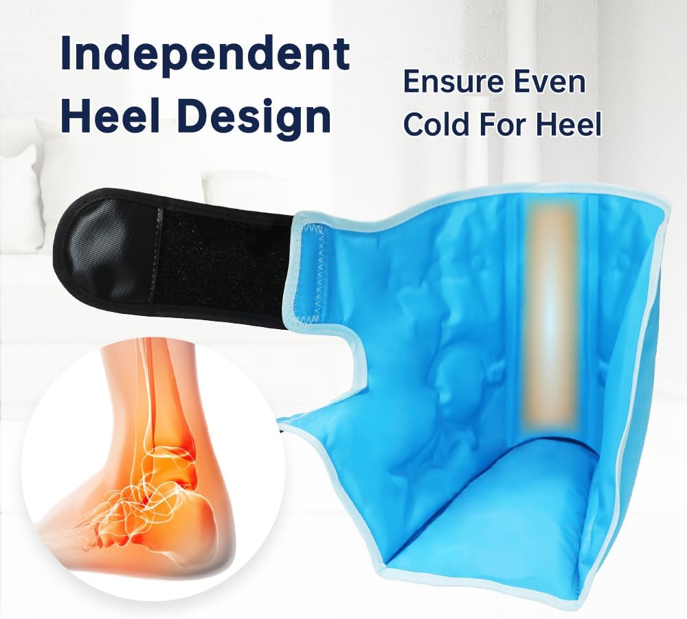 Ankle Ice Pack Wrap for Heel Swelling Pain Relief Reusable Gel Hot Cold Compress for Achilles Tendonitis Plantar Fasciitis, Post-Surgery, Sports Injury(1pcs,Blue)