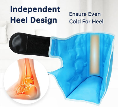 Ankle Ice Pack Wrap for Heel Swelling Pain Relief Reusable Gel Hot Cold Compress for Achilles Tendonitis Plantar Fasciitis, Post-Surgery, Sports Injury(1pcs,Blue)