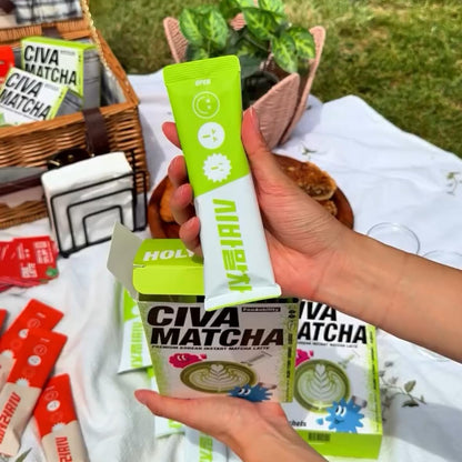 CIVA Matcha Korean Instant Matcha Latte 184g (8 Packets), Premium Sweet Matcha Powder Packets with Vanilla, Smooth & Creamy Cafe Style Green Tea Latte Mix, Single Serve Matcha Sticks, 6.49oz
