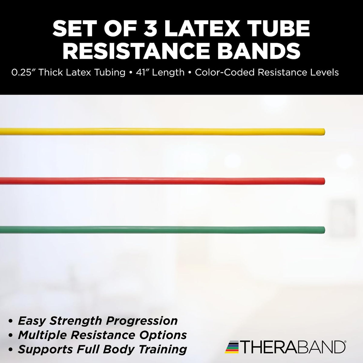 THERABAND Resistance Tubes, Band, Exercise, Set
