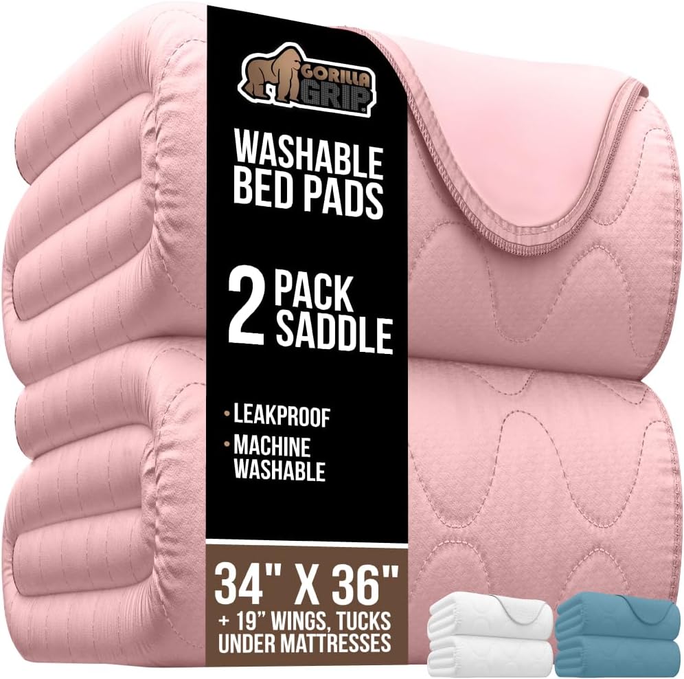 GORILLA GRIP Washable Underpads, Waterproof Reusable Heavy Absorbency Incontinence Bed Pads, Leak Proof Toddler Mattress Pad, 52x34 Slip Resistant Protector for Bedwetting, Adults and Kids, White