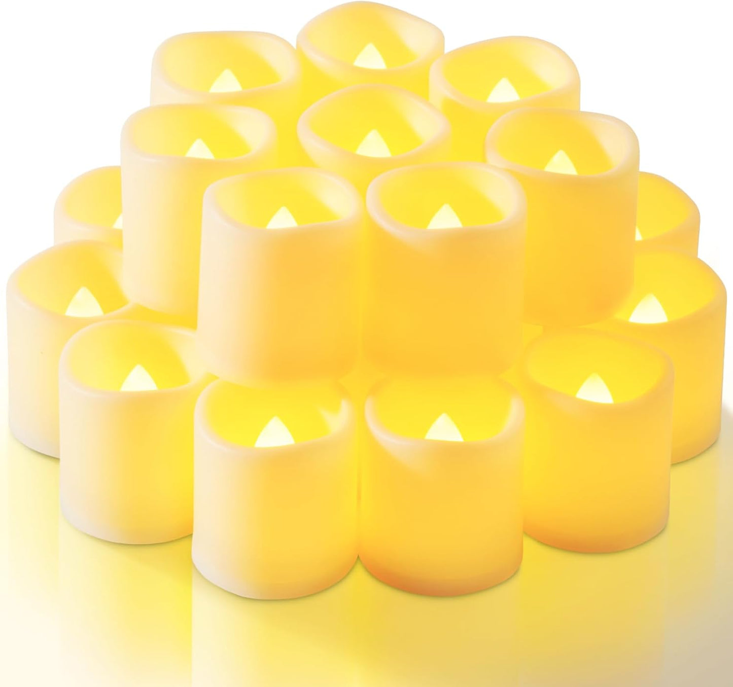 Homemory 24Pack Flickering Flameless Votive Candles for Wedding Decoration, 200+Hour Warm White Battery Operated LED Tealight, Electric Fake Candles for Party, Receptions, Halloween, Christmas