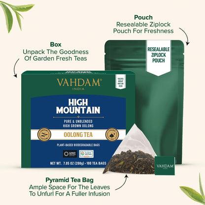 VAHDAM High Mountain Oolong Teabags(100 Count)High Grown, In Pyramid Teabag
