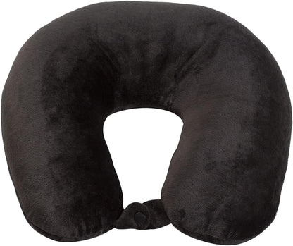 Wolf Essentials Adult Cozy Soft Microfiber Neck Pillow for Travel – Compact, Machine Washable - Perfect for Airplane, Car, or Home Use - Filled and Finished in The USA – Charcoal