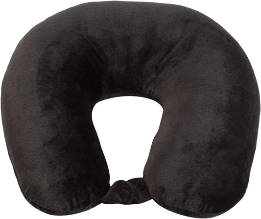 Wolf Essentials Adult Cozy Soft Microfiber Neck Pillow for Travel – Compact, Machine Washable - Perfect for Airplane, Car, or Home Use - Filled and Finished in The USA – Charcoal