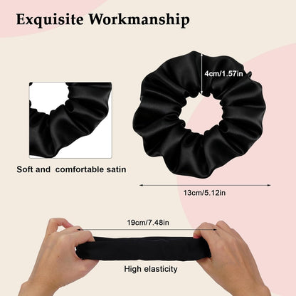 Satin Scrunchies for Women – 8PCS Blush & Brown Silk Hair Ties Set – No Crease, Frizz-Free, Gentle Elastic Hair Bands, Soft & Stylish Everyday Hair Accessories Gifts