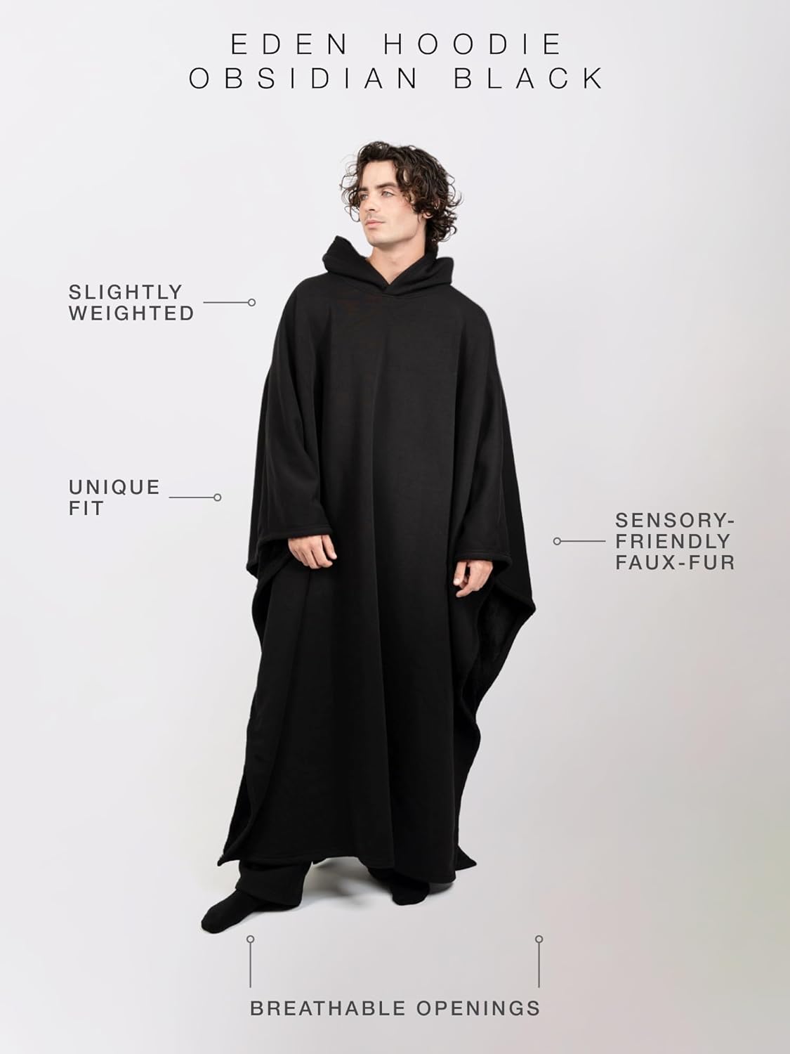 FREE THE SHEEP Eden Hoodie – Oversized Weighted Hoodie Cloak with Ultra-Soft Faux Fur Liner
