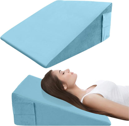 CHxxy Memory Foam Bed Wedge Pillow (10"x24"x24") - Acid Reflux & Back Pain Relief, Anti-Snoring Incline Design, Removable Washable Cover for Sleep & Post-Surgery Support