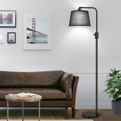 【Upgraded】 Dimmable Floor Lamp, 1000 Lumens LED Edison Bulb Included, Arc Floor Lamps for Living Room Modern Standing Lamp with Linen Shade, Tall Lamp for Bedroom Office Dining Room- Black