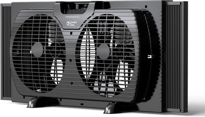 Comfort Zone Twin Window Fan with Reversible Airflow Control, 9 inch, Auto-Locking Expanders, 2 Speed Fan, Dual Fan, Exhaust, Airflow 9.84 ft/sec, Ideal for Home, Kitchen, Bedroom & Office, CZ319WT