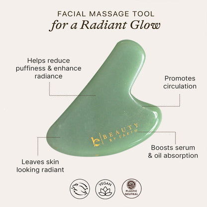 Jade Gua Sha Facial Tools - Depuffer & Massager Tool for Lymphatic Drainage