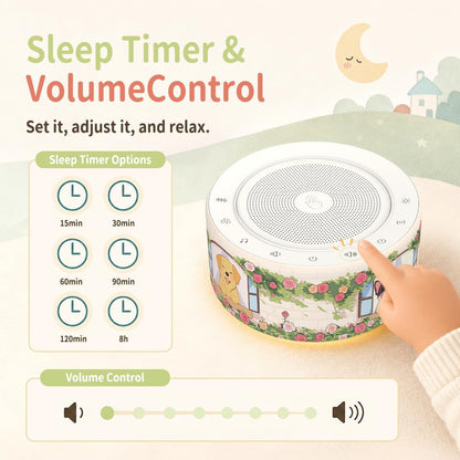 Kipcush White Noise Machine for Baby & Adults, 30 Soothing Sounds, Soft Non-Glare Nursery Lamp, 8 Color Night Lights, Memory Function (Angel V1 White, Standard)