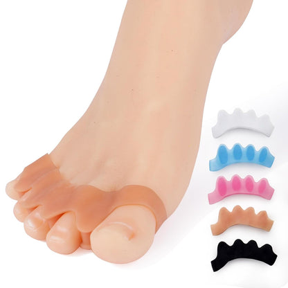 Pure Comfort Silicone Toe Separators – White – Bunion Corrector & Hammertoe Straightener for Overlapping Toes, Plantar Fasciitis Relief – Adjustable Gel Toe Spacers for Yoga, Running & Daily Wear – Washable & Reusable (2 Pairs)