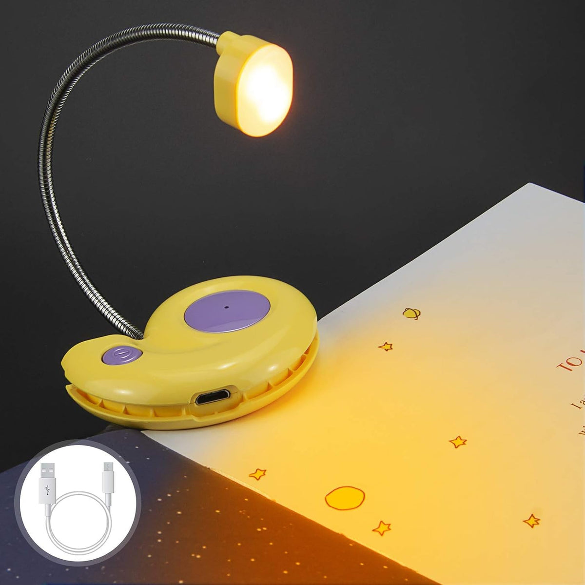 Kids Rechargeable Book Light, Clip on Reading Light for Kid, Kids Reading Lights, Amber Book Light for Reading in Bed, 2 Lighting Modes, Blue Light Blocking, Bookmark Light for Bookworms-Pink