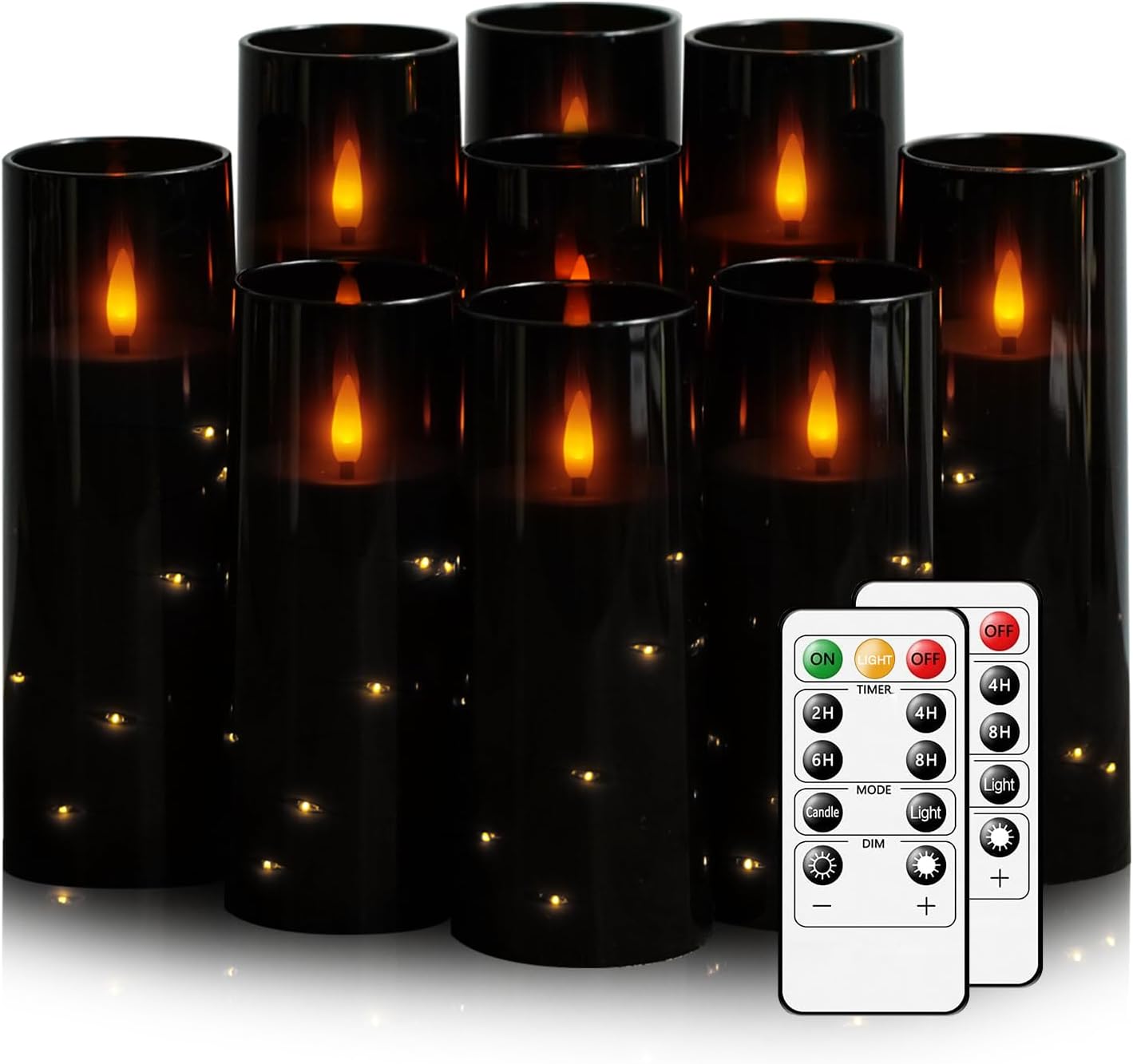 Nimiko Flickering Flameless LED Candles,Battery Operated Candles 24 Pcs with Embedded Star String,Acrylic LED Pillar Candles with Remote,Suitable for Home Decoration to Create an Atmosphere (White)