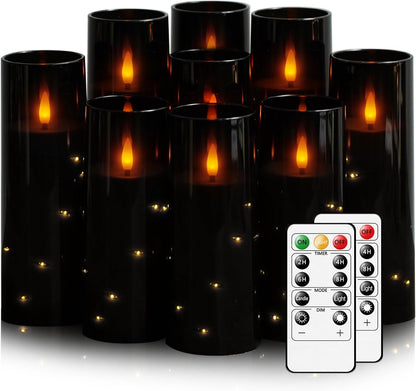 Nimiko Flickering Flameless LED Candles,Battery Operated Candles 24 Pcs with Embedded Star String,Acrylic LED Pillar Candles with Remote,Suitable for Home Decoration to Create an Atmosphere (White)