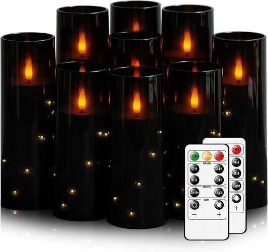Nimiko Flickering Flameless LED Candles,Battery Operated Candles 24 Pcs with Embedded Star String,Acrylic LED Pillar Candles with Remote,Suitable for Home Decoration to Create an Atmosphere (White)