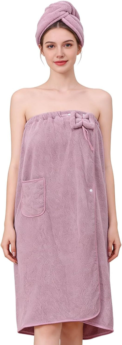 Towel Wrap for Women, Women'S Soft Wrap Towel Full Length，Bath Robe After Shower Female Plush Long，Spa Bathrobes Lightweight