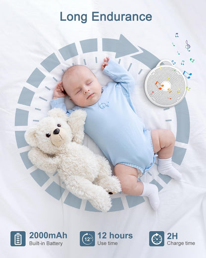 White Noise Machine, Portable Sound Machine for Sleep, 24 Soothing Sound, Volume Control, 3 Timing, Adjustable Night Light, Sound Therapy for Home, Travel, Registry Present