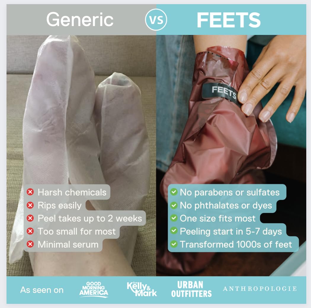 FEETS Foot Peel Mask with Eucalyptus and Lavender (2-Pack) | Remove and Exfoliate Dead Skin | Perfect for Men and Women | Removes and Repairs for Dry, Rough, Cracked Heels and Calluses